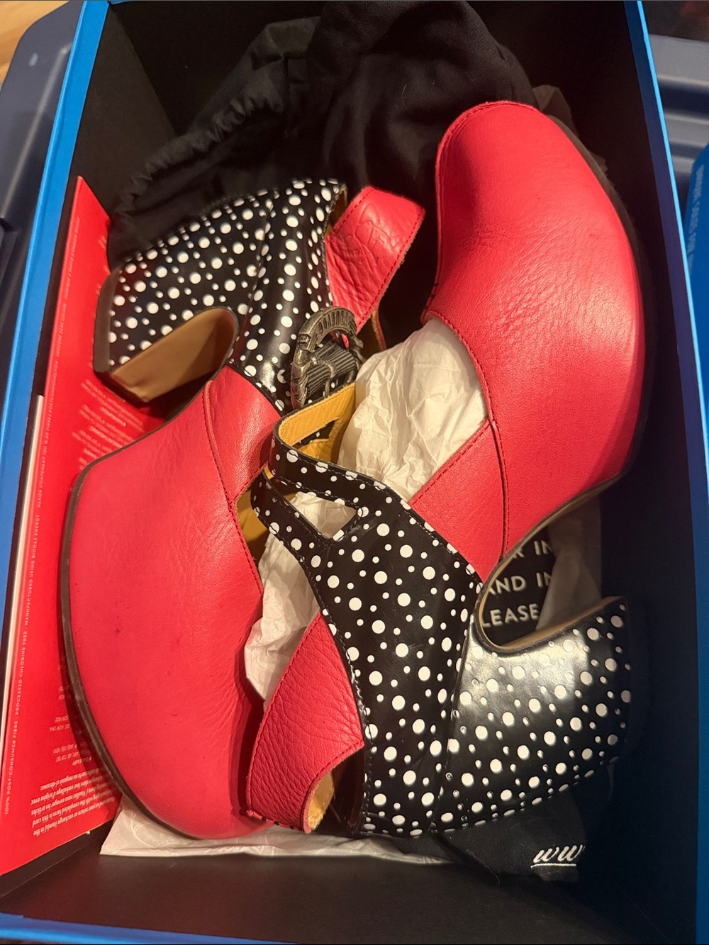 John Fluevog Hot Pink & Black Polka Dot Mary Jane Heels “find-prepare”